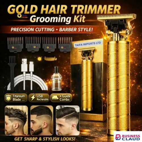 Professional Gold Cordless Hair Clipper & Beard Trimmer - Original Kinyozi Shaving Machine - USB Rechargeable Wireless Hair Trimmer for Men - 0mm Precision Cut