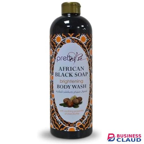 PrettyBe African Shea Nut Brightening Exfoliating Body Wash 500ml Deep Cleansing Moisturizing Shower Gel Smooth Soft Glowing Skin Removes Dead Skin Cells Natural Shea Butter Daily Body Care