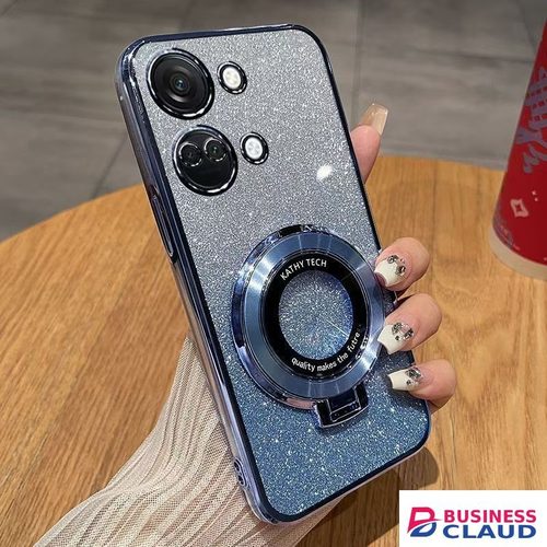 Luxury Luxury Transparent Glitter Powder Protective Cover For OnePlus Nord 3/ OnePlus Ace 2V, Magnetic Support Phone Case in Cables-led-light-flashlight
