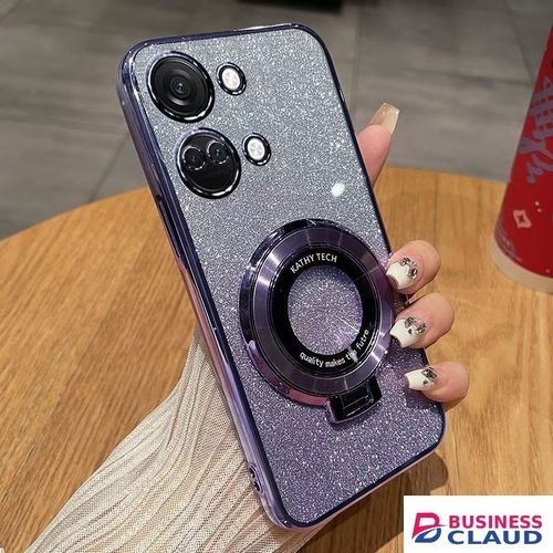 Luxury Luxury Transparent Glitter Powder Protective Cover For OnePlus Nord 3/ OnePlus Ace 2V, Magnetic Support Phone Case in Cables-led-light-flashlight