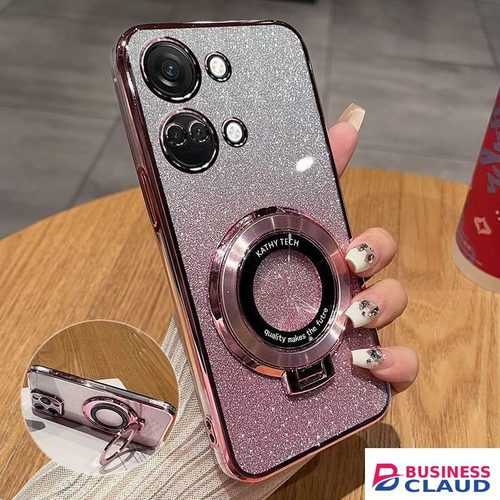 Luxury Luxury Transparent Glitter Powder Protective Cover For OnePlus Nord 3/ OnePlus Ace 2V, Magnetic Support Phone Case in Cables-led-light-flashlight