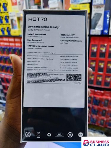 LIMITED TIME OFFER!! INFINIX HOT 70 128GB STORAGE/ 4GB RAM, 6000MAH BATTERY, 45W TYPE -C FAST CHARGER, 6.78-INCH 120Hz DISPLAY, DUAL SIMCARD, 50MP MAIN CAMERA ,ANDROID 16, SIDE FINGERPRINT, WARRANT