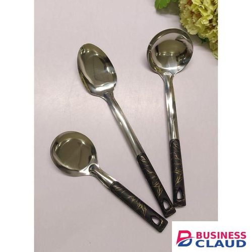 Stylish Durable Stainless steel silver serving spoon with elegant green and black marble-like handle, durable, rust-resistant, perfect for everyday dining, parties, and special occasions, stylish kitchen essential. Essential in 1