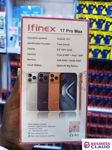 LIMITED TIME OFFER!! IFINEX 17 PRO MAX 4G, 64GB STORAGE / 4GB RAM, 5000MAH INBUILT BATTERY, TYPE-C CHARGER,13MP MAIN CAMERA, 6.6-INCH DISPLAY, ANDROID 13, FACE UNLOCK, DUAL SIMCARD, 12MONTHS WARRANTY