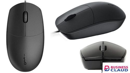 Rapoo N100 Wired Optical Mouse, 1600 DPI Sensor, Ergonomic Design, 3 Buttons Including 2D Non-Slip Scroll Wheel, High Resolution Design in One-printer