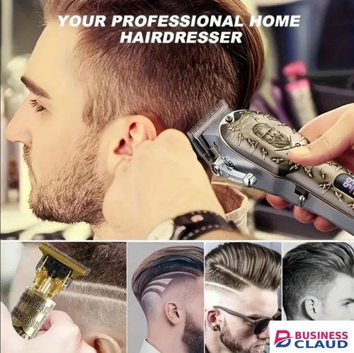 Professional Professional Hair Clipper & Trimmer Set Cordless VGR V-290 Rechargeable Barber Kit Gold Vintage Metal Body with T-Blade Detail Trimmer Stainless Steel Precision Cutting Machine in 1-hot-comb-straightener-electric-hair-straightener-hair-curler-wet-dry-use-hair-flat-irons-hot