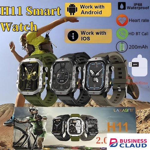 New Smart Watch Men Smartwatch With Flashlight 2.01 Inch Touch Screen Outdoor Sports Waterproof Watches BT Call Smartwatches H11 Heart Rate Monitoring Wrist Watch Men's Watch Kids Boys Smart watch