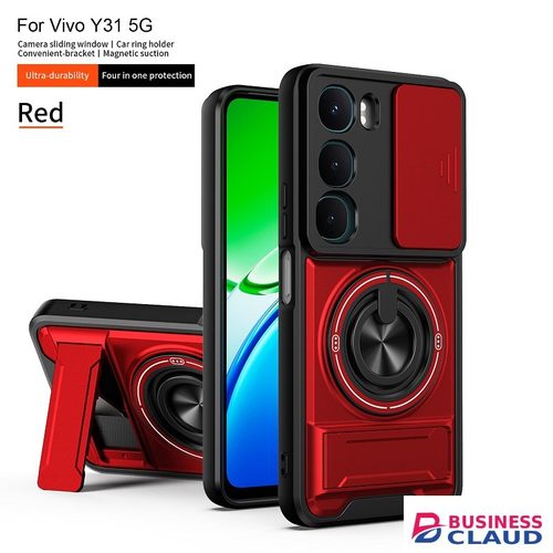 Luxury Luxury Slide Camera Lens Case Protective Cover for Vivo Y21D Magnetic Kickstand Phone Case in Cable