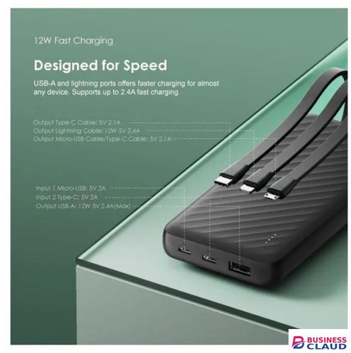 [New Arrival] Oraimo Slice Link 10000mAh 12W Power Bank 3 Built-in Charging Cables and 4 Outputs 12W Fast Charging 12W Fast Charging Universal Compatibility Multi-protection System Power Bank