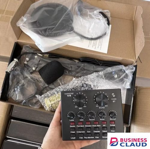 Professional BM800 USB Condenser Microphone With V8 Mixer | Noise Cancellation Studio Mic Kit for Podcast, Singing, Livestream, Gaming, Broadcasting & Audio Recording in Speaker-lights