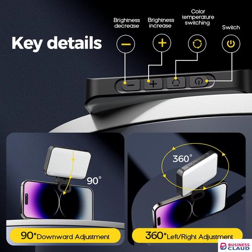 Professional Professional Photography Lighting Rechargeable Clip On Video Light Adjustable for Phone iPhone iPad Laptop Camera Vlog YouTube in Cable