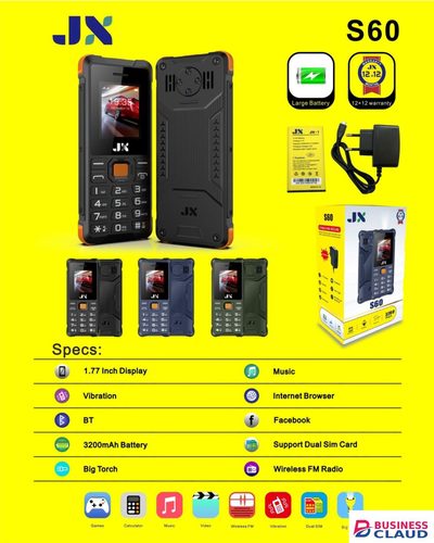 [NEW ARRIVAL] JX S60 DUAL SIM CARD BIG TORCH WIRELESS FM RADIO VIBRATION BIG BATTERY 3200MAH SCREEN 1.77’’ BLUETOOTH GAMES VIDEO MUSIC 2 YEARS WARRANTY MOBILE PHONE ON OFFER KABAMBE BUTTON PHONE New Arrival in Cable