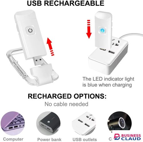 Mini Light Reading Clip Light LED Small Night Light USB Charging Adjustable Brightness Eye Protection Portable in Cable