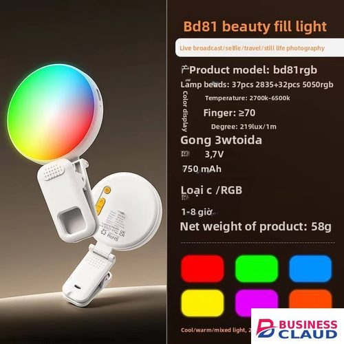 Professional Portable Professional Rechargeable Clip On Phone Ring Light for Selfies Live Streaming Photography Portable LED Fill Light in 4-cable