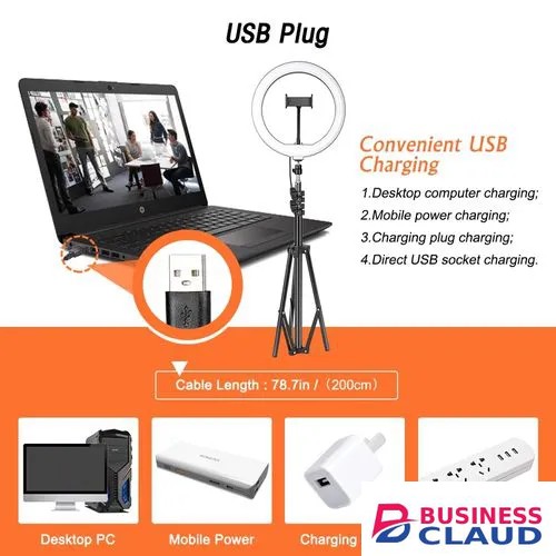 Generic Generic Ring Light Tripod 10 Inch for Selfie, Makeup, and Studio Supplementary Lighting with 2.1M Tripod Stand, Adjustable LED Ring Light Setup for Video Recording, Live Streaming, and Photography in Cable