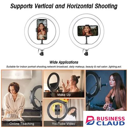 Generic Generic Ring Light Tripod 10 Inch for Selfie, Makeup, and Studio Supplementary Lighting with 2.1M Tripod Stand, Adjustable LED Ring Light Setup for Video Recording, Live Streaming, and Photography in Cable