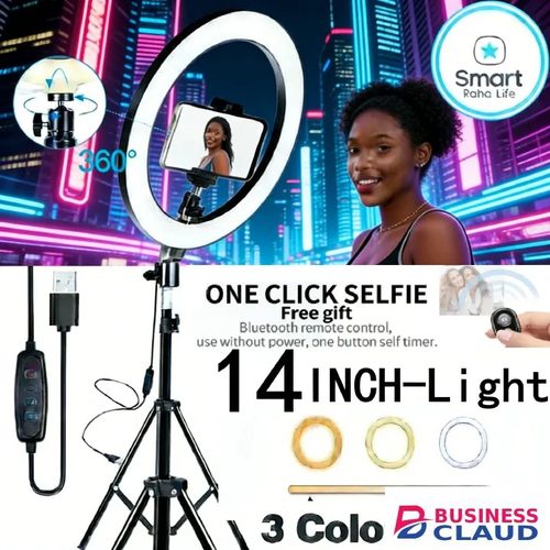 14 Inch Ring Light with 2.1M Tripod Stand, Professional Studio Lighting Setup with Phone Holder for Live Streaming, Makeup Tutorials, Selfies, Video Recording, YouTube, and TikTok Content Creation Online in One-camera-stand-selfie-stick-mobile-phone-stand-multipurpose-tripod