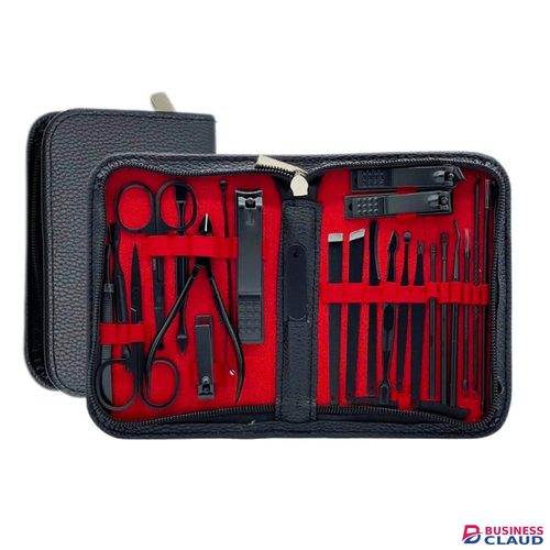 Professional Manicure Set - Stainless Steel Nail Clippers and Care Tools in Leather Travel Case - Portable Travel Nail Kit (26 Piece)