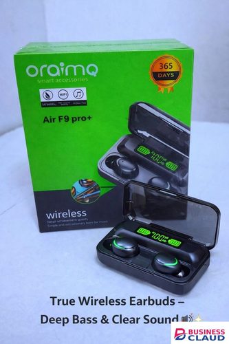 Oraimo Air F9 Pro+ True Wireless Earbuds, Deep Bass and Clear Sound, Wireless Bluetooth Earphones with Charging Case, Digital Battery Display and 365-Day Warranty for Music Calls Gaming Everyday Use Online in 1-selfie-stick-tripod-stand-with-bluetooth-remote-extendable-height-square-ring-light-360-rotating-phone-holder-for-smartphone