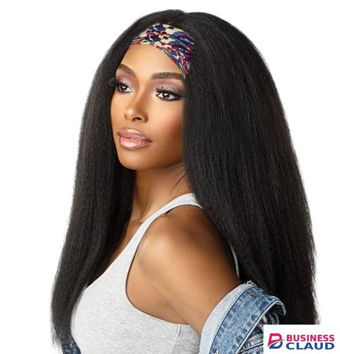 Black straight kinky headband wig + FREE GIFT
