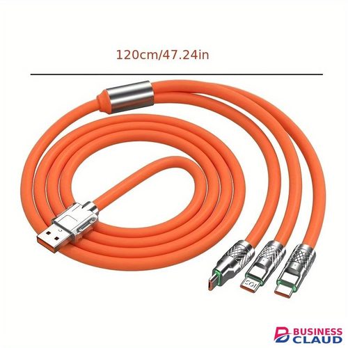 Machine customer one to three data cable 120W fast charging suitable for Apple Android TYPE-C three in one Machine charging wire in Cables-led-light-flashlight