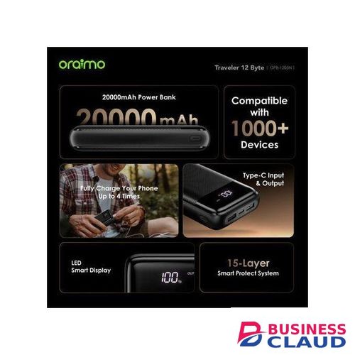 Portable DEALS!!!!Oraimo Traveller Power Bank 20000mAh 12W Smart Fast Charging Slim Portable Power Bank type C in/out Charging universal Compatibility Powerbank with overcharge protection Deals in Cables-led-light-flashlight