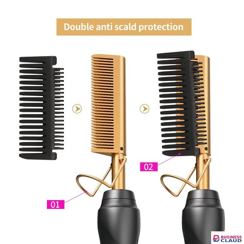 Hot Comb Hair Straightener Heat Pressing Combs Ceramic Electric Hair Straightening Comb, Curling Iron for Natural Black Hair Beard Wigs Holiday Gift