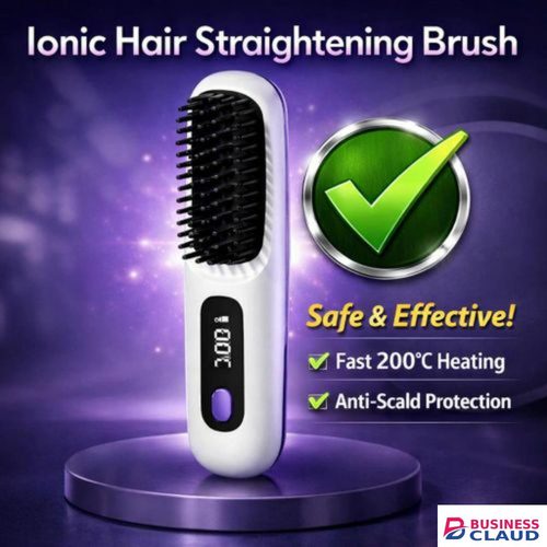 Professional Hair Straightening Hot Air Brush - 3 Temperature Settings, Ionic Anti Frizz, Rapid Heating