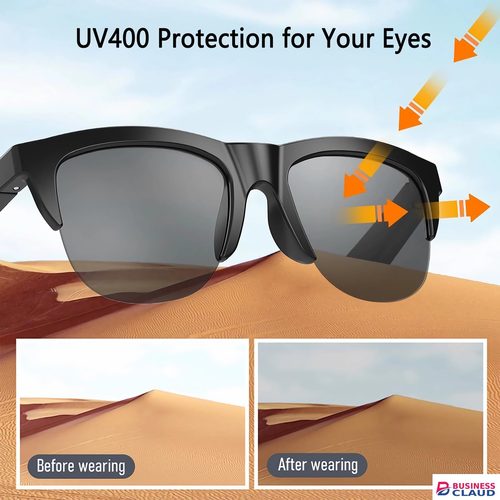 New Smart AI Bluetooth V5.3 Sunglasses Wireless Stereo Sound UV Protection Waterproof Built-in Speakers Mic for Music Calls Lightweight Ergonomic Black Frame Fashion Design Smart Glasses Best Gift