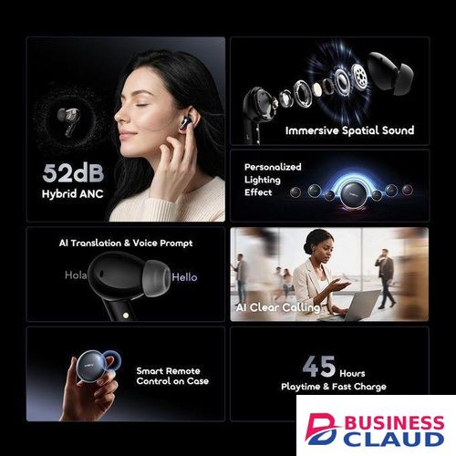 Oraimo SpaceBuds 2 OTW-631 True Wireless Earbuds 52dB Hybrid ANC Bluetooth 6.0 AI Translation Spatial Audio 45H Playtime HavyBass IP54 Fast Charging Kenya in Cables-led-light-flashlight