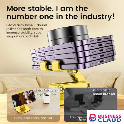 Portable Upgraded New New Upgraded Portable Mobile Phone Holder Tablet Stand, Dual-Axis Metal Base with Angle and Height Adjustable Design, Foldable Cell Phone Stand for Desk, Tripod and Mount Compatible Accessory for Phon in Cables-led-light-flashlight