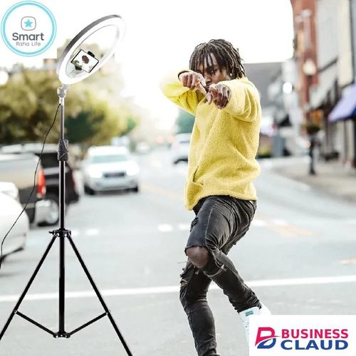 Professional 10 Inch Ring Light with 2.1M Adjustable Tripod Stand, Professional Studio Lighting Setup with Phone Holder, Ideal for Live Streaming, Makeup Tutorials, Selfies, Video Recording, YouTube, and TikTok Co in 1-selfie-stick-tripod-stand-with-bluetooth-remote-extendable-height-square-ring-light-360-rotating-phone-holder-for-smartphone