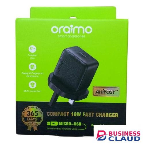 Original Portable Free ORIGINAL ORAIMO CHARGER POWERMATE 101 OCW-1112UM 10W PORTABLE CHARGING MICRO-USB WITH FREE FAST CHARGING CABLE INPUT 180-240V 50/60HZ 0.25A MAX OUTPUT: 5.0V 2.0A 1M in Cable