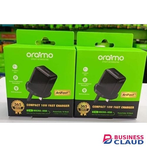 ORIGINAL ORAIMO CHARGER POWERMATE 101 OCW-1112UM 10W PORTABLE CHARGING MICRO-USB WITH FREE FAST CHARGING CABLE INPUT 180-240V 50/60HZ 0.25A MAX OUTPUT: 5.0V 2.0A 1M