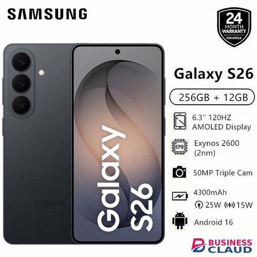 New Arrival Samsung Galaxy S26 256GB + 12GB 7.4mm Ultra Slim 6.7" 120Hz AMOLED Privacy Secure Display 50MP Triple Camera Exynos 2600 4300mAh 25W Wired 15W Wireless Charge Android 16 AI Smart Phone New Arrival in Cable