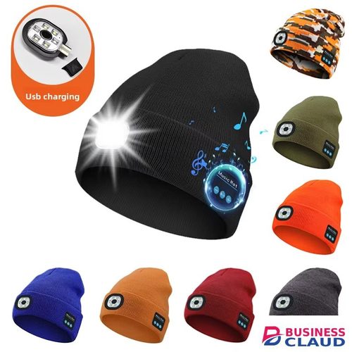 Bluetooth Music Charging LED Luminous Lighting Headlamp Knitted Hat Party Performance Hat Party Hat Sports Trends in Cable