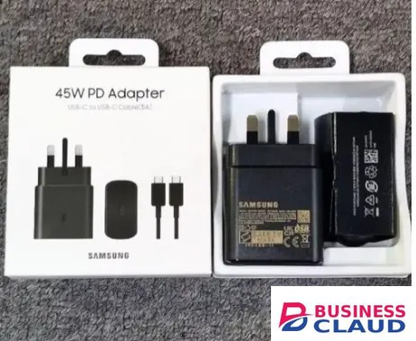 ORIGINAL Samsung 45W,25W,65W PD Fast Charger USB-C Adapter with Type-C Cable Super Fast Charging for Samsung Galaxy S Series, Note, Android Phones, Super Fast Charger White/Black