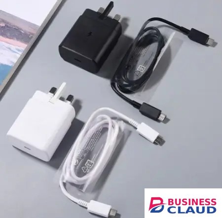 Original ORIGINAL Samsung 45W,25W,65W PD Fast Charger USB-C Adapter with Type-C Cable Super Fast Charging for Samsung Galaxy S Series, Note, Android Phones, Super Fast Charger White/Black in Cable
