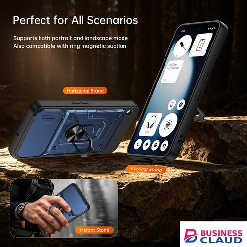 Luxury Luxury Slide Camera Lens Case Protective Cover for Nothing Phone (3a) Lite Magnetic Kickstand Phone Case in 4-cable