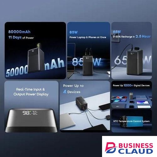 Oraimo PowerJet 501 OPB-750SQ 50000mAh 85W Fast Charging Power Bank Laptop Charger PD 3.0 PPS QC3.0 LED Display 4 Device Charging USB-C USB-A Original in Cable