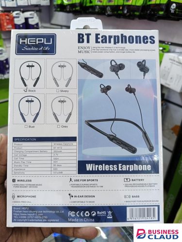 LIMITED TIME OFFER!! HEPU BLUETOOTH NECKBAND, VIBRATION, 350MAH LONG STANDBY BATTERY, SILICONE MATERIAL, ON/OFF BUTTON, NOISE CANCELLATION, HIGH BASS, USE FOR SPORTS, MUSIC PLAY 4HRS Limited time offer in Cable