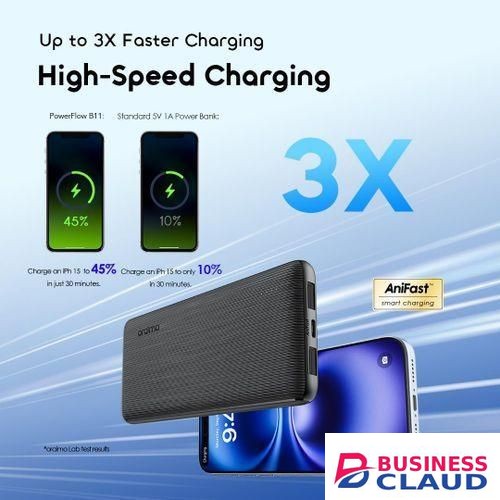 Oraimo PowerFlow B11 OPB-1102 10000mAh Power Bank – 15W Fast Charging, Type-C Input & Output, Triple Output Ports & Slim Design in Cable