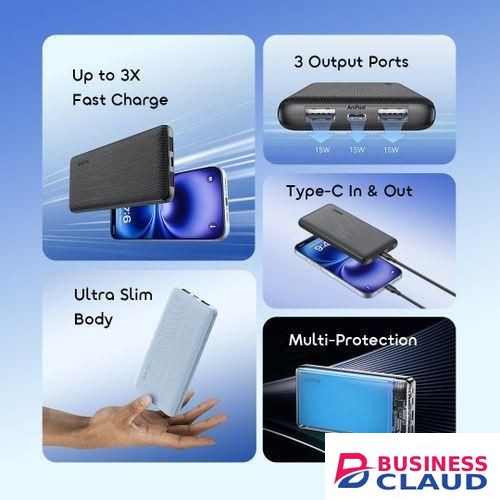 Oraimo PowerFlow B11 OPB-1102 10000mAh Power Bank – 15W Fast Charging, Type-C Input & Output, Triple Output Ports & Slim Design in Cable