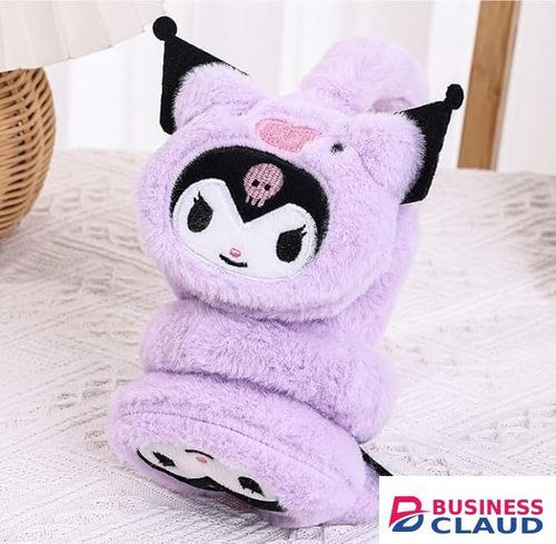 WBK872 Plush Wireless Bluetooth Headphones for girls and Teens, Cute Cartoon Character Soft Plush Headset, Bluetooth 5.3 Stereo Sound, HD Voice, Large Battery, Adjustable Over-Ear Wireless Headphones. in Cable