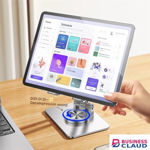 Portable Foldable Desktop Phone Stand Aluminum Alloy Rotating Tablet Holder - Silver