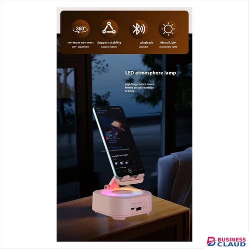New 2025+New Bluetooth Speaker Phone Stand Voice Charging Bank LED Color Music Box Desktop Speakers Pink in Cables-led-light-flashlight