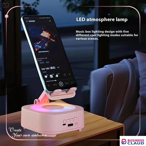 2025+New Bluetooth Speaker Phone Stand Voice Charging Bank LED Color Music Box Desktop Speakers Pink