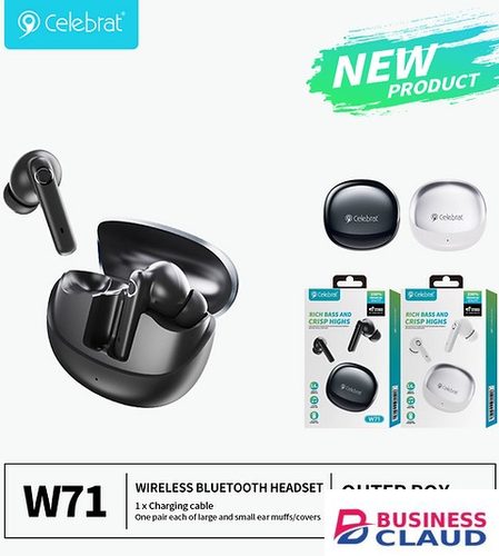 Celebrat W71 True Wireless Earbuds – Bluetooth 5.4, 10mm Drivers, HD Calls, Type-C Charging & Lightweight Design in Cables-led-light-flashlight