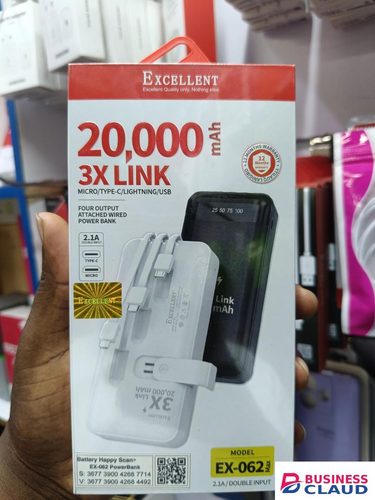LIMITED TIME OFFER!! EXCELLENT 20,000MAH POWER BANK, 3X LINK, TYPE-C, MICRO, USB, LIGHTNING, FAST CHARGER COMPATIBLE TO PHONES AND TABLETS