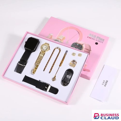 A58 Plus 7-in-1 Smartwatch Gift Set with 2.02" Big Screen – Luxury Women's Jewelry Set with Smart Watch, Analog Quartz Watch, Bracelet, Necklace, Earrings & Ring in 1-smartwatch-gift-set-with-2-02-big-screen-luxury-women-s-jewelry-set-with-smart-watch